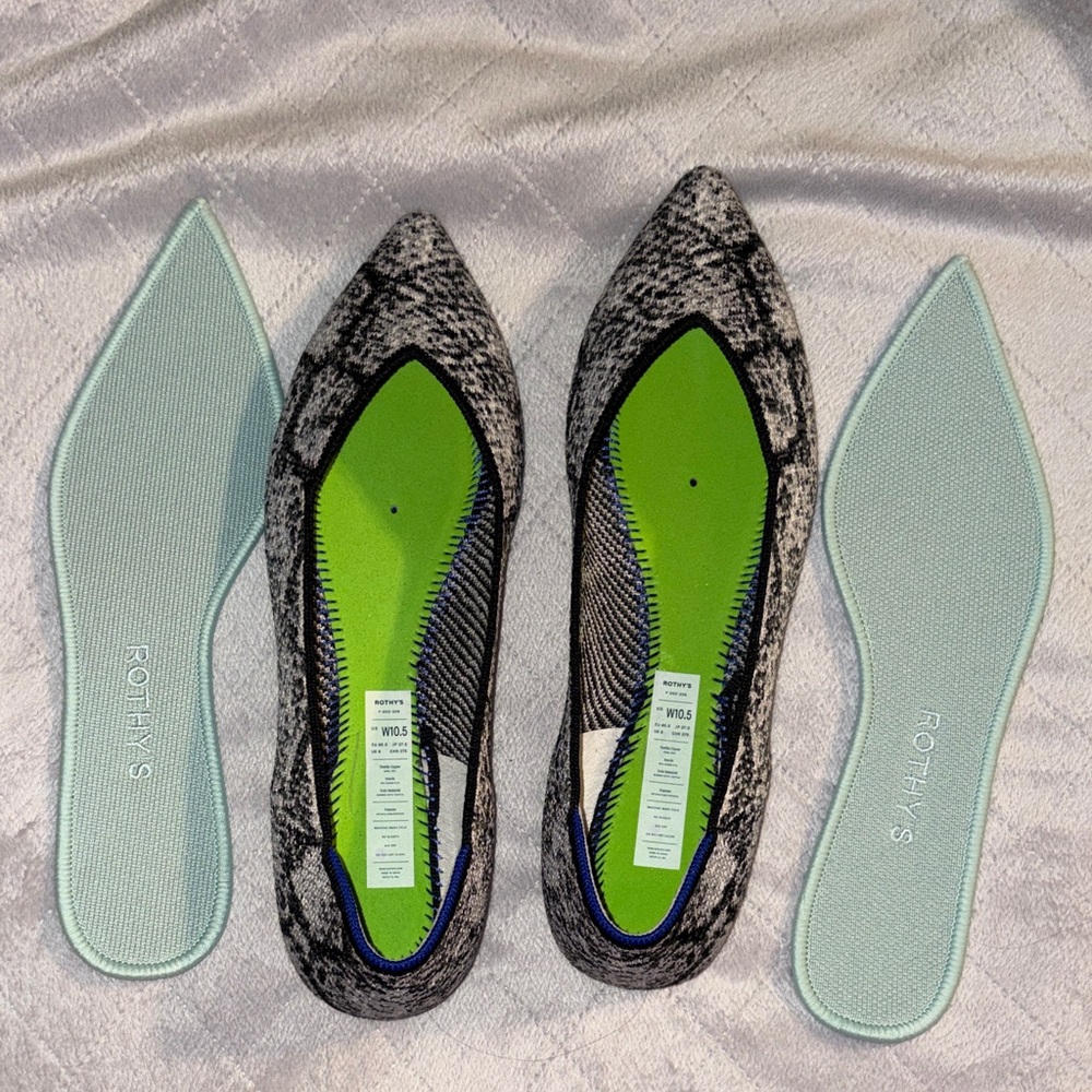 Rothy's python points Black and White Patterned F… - image 3